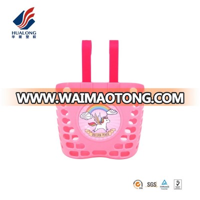 Ningbo HUALONG wholesale front injection plastic children bike basket